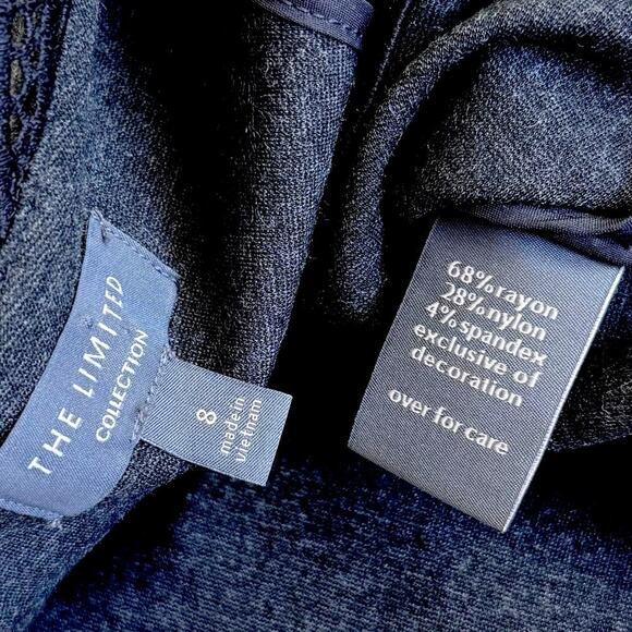 The Limited Sleeveless Sheath Dress Size 8 Ponte Knit Lace Hem Stretch Dark Gray - Picture 14 of 14